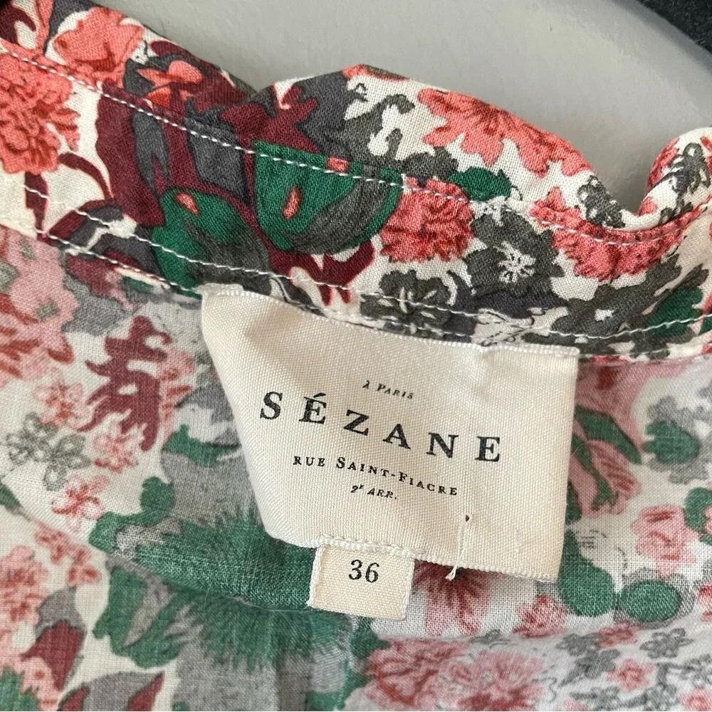Sézane Pink Green Floral Button-Down Shirt - Picture 4 of 6